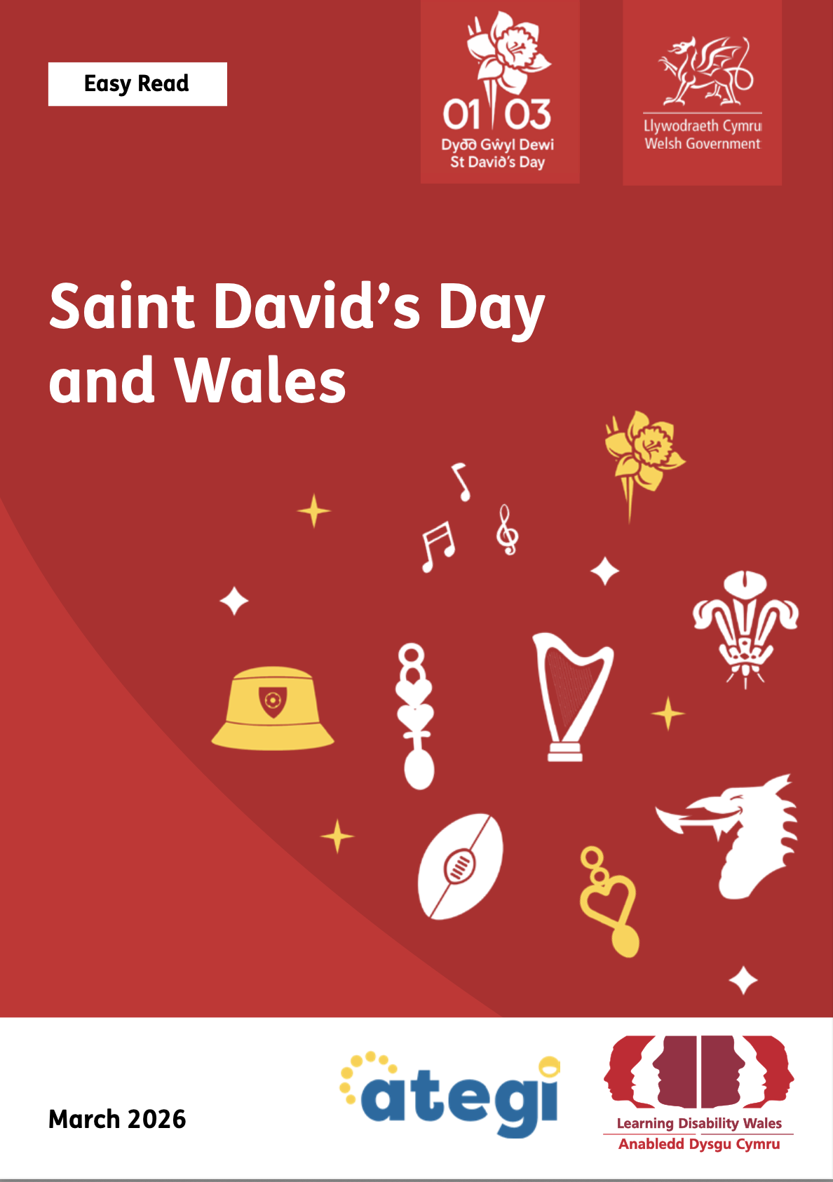Front cover of St Davids Day and Wales easy read document