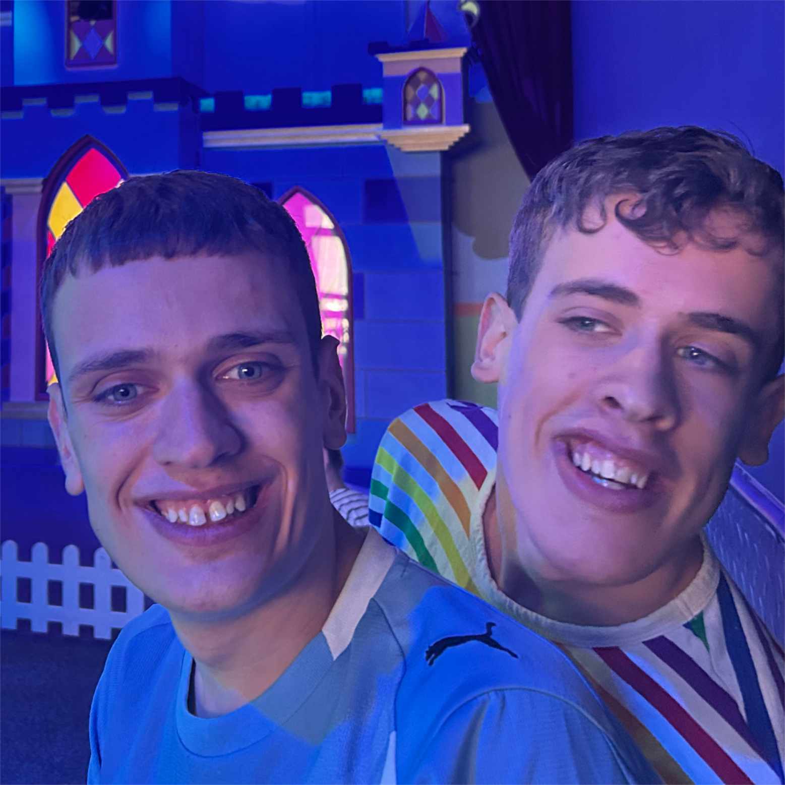 An image picturing brothers JS and DS having fun at Butlin's.