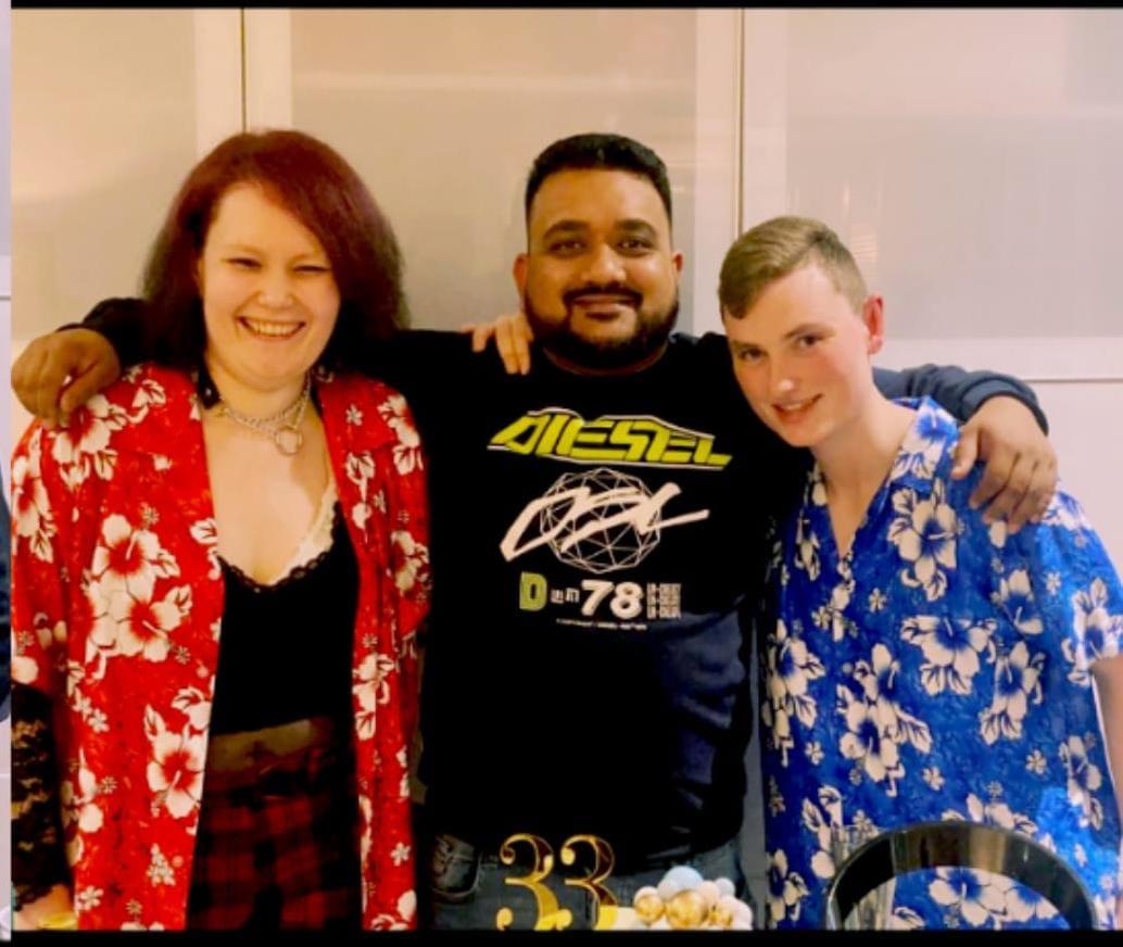 Shared Lives carer, Reetesh with the people he supports, Clare and Sophie.