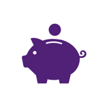 Purple piggy bank