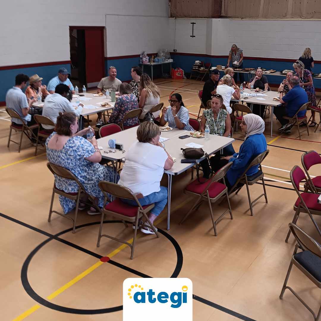 A photo of all guests seated and chatting together