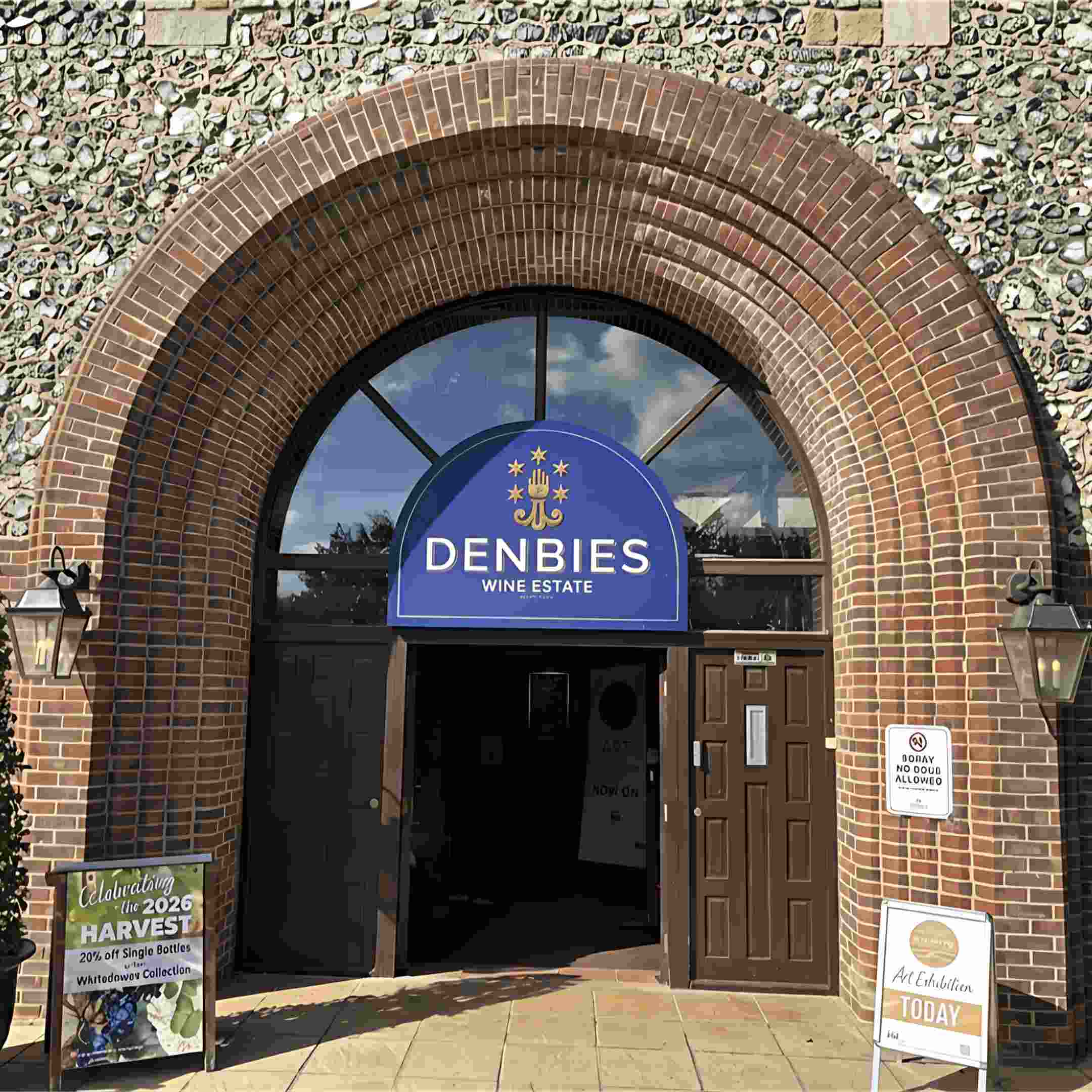 The entrance to Denbie's Wine Estate