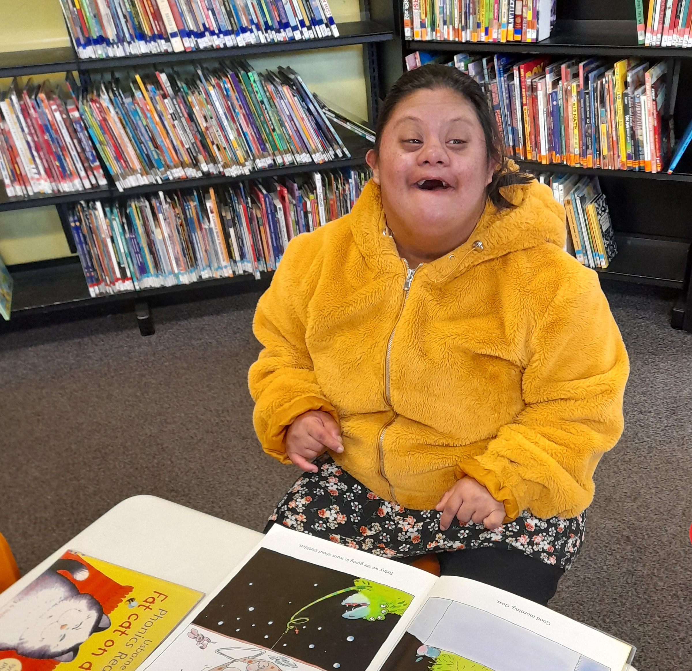 Ruksana at the library.